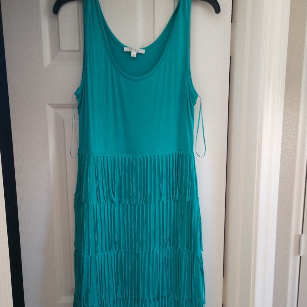 Size Large T-shirt dress with fabric fringe